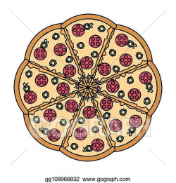 Vector Clipart - Big italian pizza. Vector Illustration ...