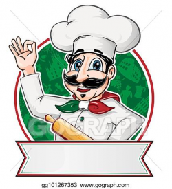 Vector Art - Italian chef inside a circle with blank banner ...