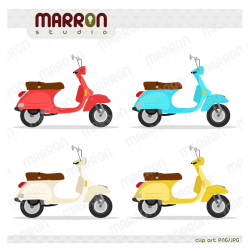Vespa, vintage italian scooter, cool colors Clip Art