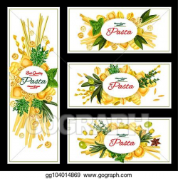 Vector Illustration - Pasta with spices banner for italian ...