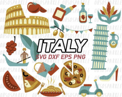 italy clipart,svg,eps,png,dxf,pisa,world  landmark,rome,colosseum,pizza,travel,venice,vespa,italian,vector,digital