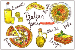 Watercolor Italian Food by alexrockheart on @creativemarket ...