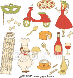 Vector Clipart - Italy colored icons. Vector Illustration ...
