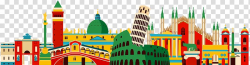 Assorted landmark , Flag of Italy Illustration, City ...