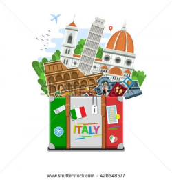 Concept of travel to Italy or studying Italian. Italian flag ...
