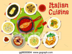 Vector Art - Italian cuisine lunch menu icon for food design ...