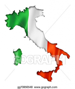Drawing - Italian flag map. Clipart Drawing gg70856548 - GoGraph