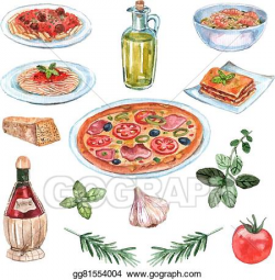 Vector Clipart - Italian food watercolor set. Vector ...