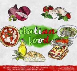 Italian food clipart commercial use, italian kitchen clipart watercolor,  digital clip art, digital images, instant download, food, dining