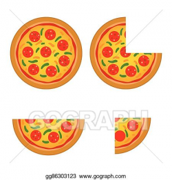 Vector Stock - Delicious italian pizza in whole and sliced ...