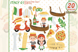 Italy clipart, Rome clip art, Pizza, Pisa tower, Colosseum