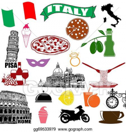 Vector Art - Italy traditional italian symbols. Clipart ...