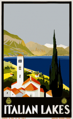 Clipart - Vintage Travel Poster Italian Lakes