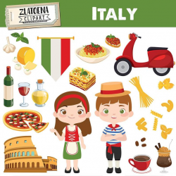 Italian clip art Italy clipart Pizza clipart Pasta Food Rome Colosseum  graphics Digital Italy Party Clip Art Travel clipart Venice carnival