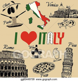 EPS Vector - I love italy background. Stock Clipart ...