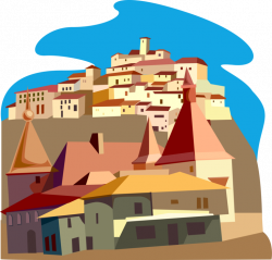 France and Italian Village Buildings - Vector Image