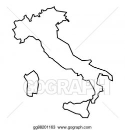 Vector Art - Black contour map of italy. Clipart Drawing ...