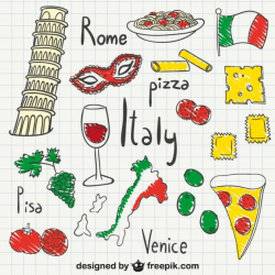 Italy drawings pack Free Vector | Italy | Vector free ...