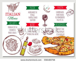 Italian restaurant menu with traditional dishes and ...