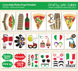 Italy Theme Photo Booth Prop I Love Italy by ...