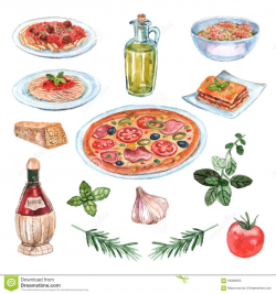 Italian Food Watercolor Set Royalty Free Stock Photo | Italy ...