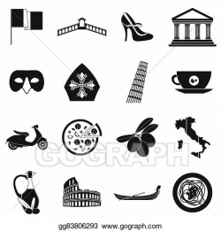 Vector Art - Italy black simple icons. Clipart Drawing ...