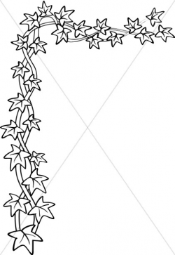 Black and White Ivy Upper Left Cornerpiece | Nature Clipart