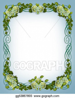 Stock Illustration - Ivy hydrangea border wedding. Clipart ...