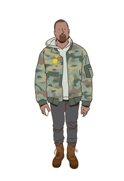 Kanye West in camouflage jacket. Vector illustration by Christian ...