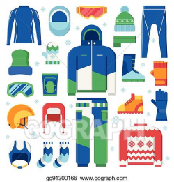 Vector Stock - Winter sports clothes and accessories icons ...