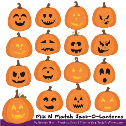 Mix N Match Jack O Lantern Clipart & Vectors - Halloween Clipart, Jack O  Lantern Vectors, Halloween Vectors, Pumpkin Clipart