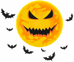 Halloween Yellow Moon and Bats Transparent Clip Art Image | Gallery ...