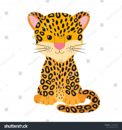 Cute cheetah, leopard or jaguar cartoon character, flat ...