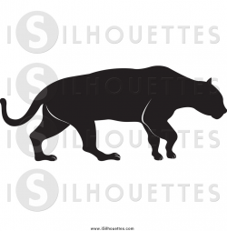 Clipart of a Silhouetted Jaguar Walking by Lal Perera - #4133