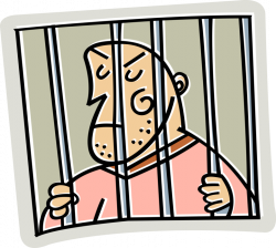 Incarcerated Inmate Prisoner Behind Bars - Vector Image