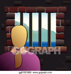 Clip Art Vector - Captivity woman detainee jail. Stock EPS ...