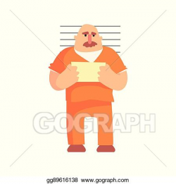 EPS Vector - Criminal in orange prison uniform taking ...
