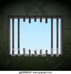 Vector Illustration - Window with sawn off bars in a prison ...