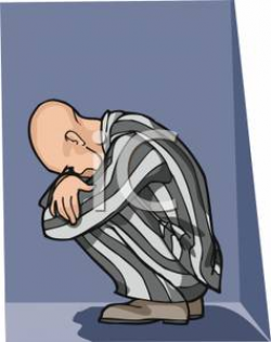 Sad Man In Jail - Royalty Free Clipart Picture