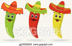 EPS Vector - Mexican jalapeños in sombreros. Stock Clipart ...