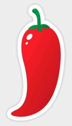 Sticker featuring a cartoon illustration of a hot, red ...