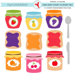 Jam & Toast Clipart Set - jam jars clip art set, toast, jelly, breakfast,  preserves - personal use, small commercial use, instant download