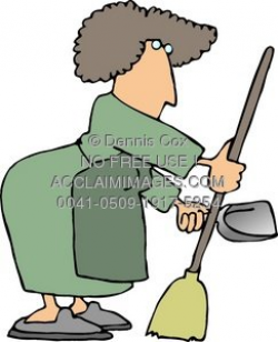Clipart Illustration of a Woman Janitor