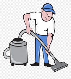 Clip Art Transparent Stock Male Cleaner Vacuuming Cleaning ...