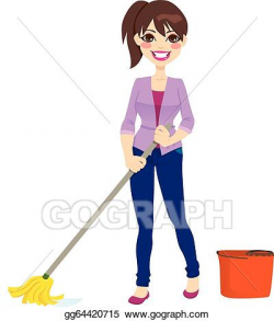 EPS Illustration - Woman cleaning floor. Vector Clipart ...