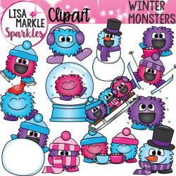 Winter Clipart, Monsters Clipart, Hat Clipart, Scarf Clipart, January  Clipart, Season Clipart, Snow Clipart, Ski Clipart, Snowman Clipart