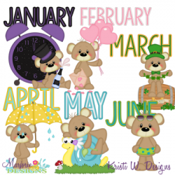 Calendar Bears January-June SVG Cutting Files Includes ...
