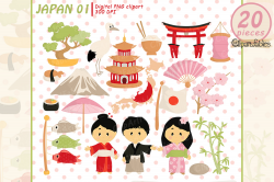 Japan Tradition clipart, japanese clip art, cute travel art