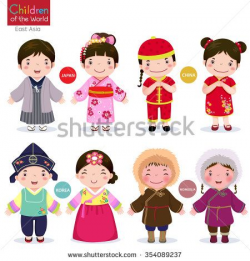 Kids in traditional costume; Japan, China, Korea and ...