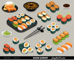 Sushi Set Clipart Food clipart Japan food clipart Sushi ...